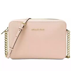 Michael Kors Leather Jet Set East West Crossbody in Blush